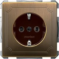 Розетка MERTEN SYSTEM DESIGN, скрытый монтаж, с заземлением, античная латунь | код. MTN2301-4143 | Schneider Electric